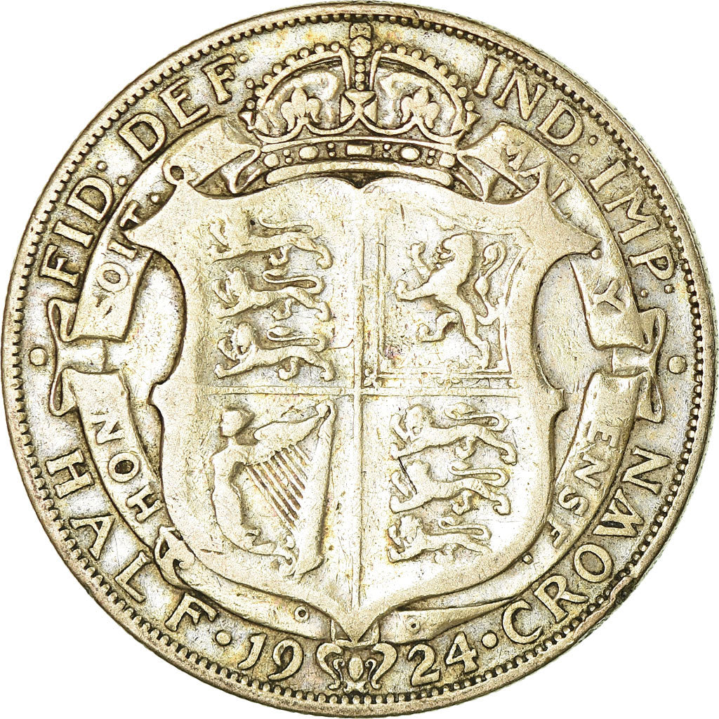 Coin, Great Britain, George V, 1/2 Crown, 1924, VF(20-25), Silver, KM:818.2