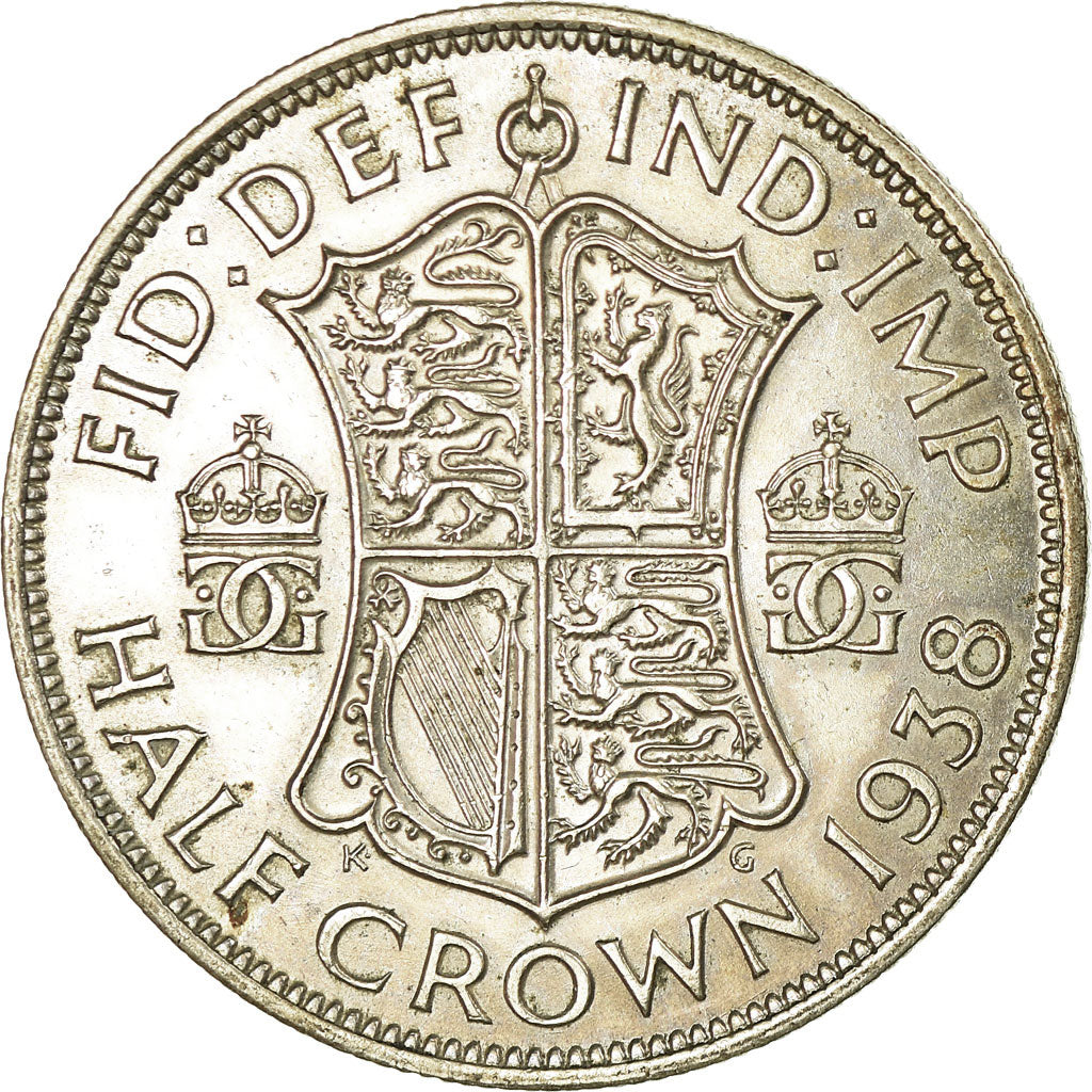 Coin, Great Britain, George VI, 1/2 Crown, 1938, AU(50-53), Silver, KM:856