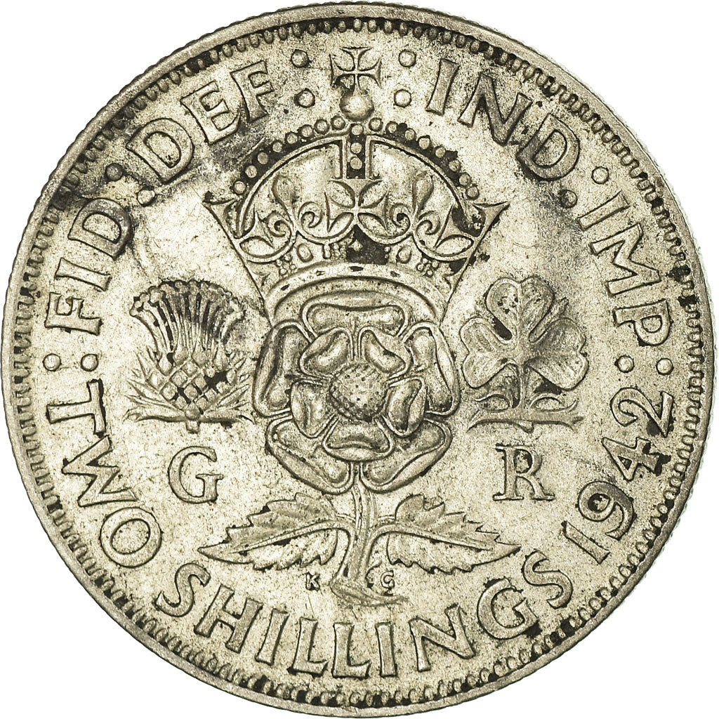 Coin, Great Britain, George VI, Florin, Two Shillings, 1942, VF(30-35), Silver