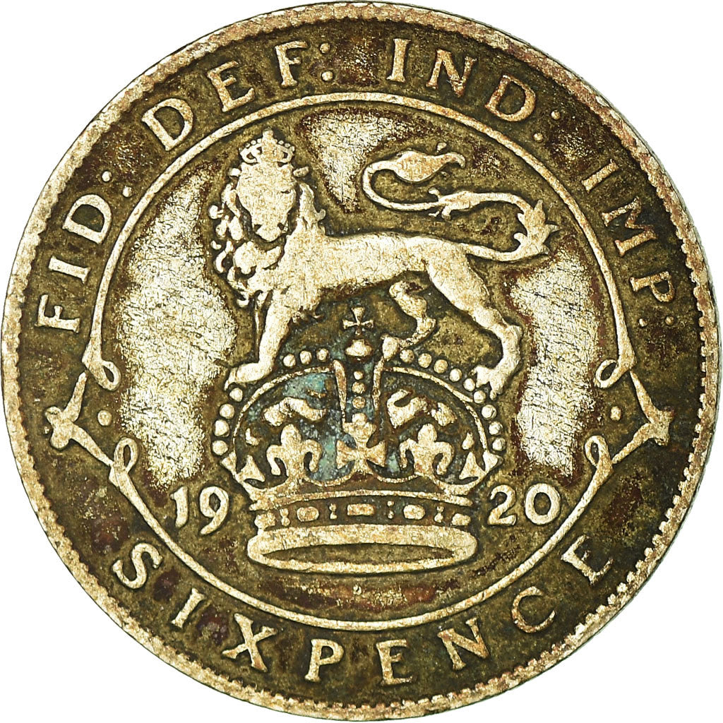 Coin, Great Britain, George V, 6 Pence, 1920, VF(20-25), Silver, KM:815a.1