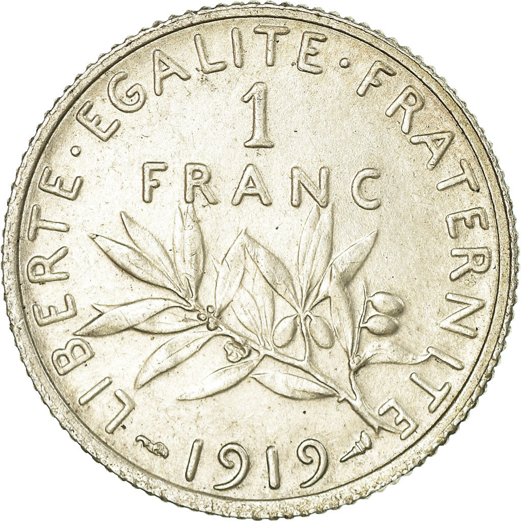 Coin, France, Semeuse, Franc, 1919, Paris, AU(55-58), Silver, KM:844.1