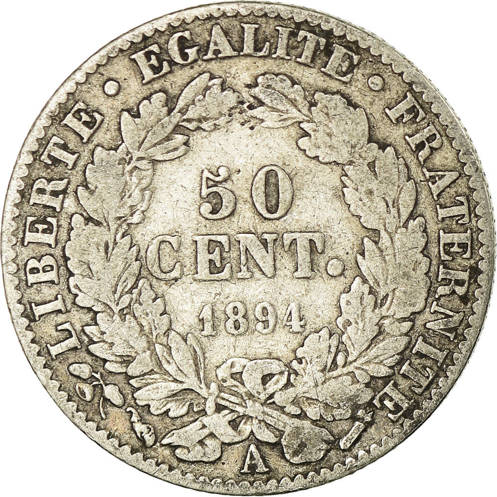 Münze, Frankreich, Cérès, 50 Centimes, 1894, Paris, S, Silber, KM:834.1