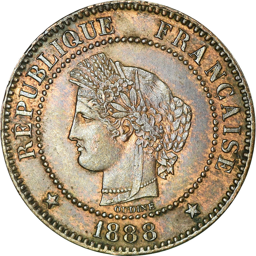Coin, France, Cérès, 2 Centimes, 1888, Paris, AU(55-58), Bronze, KM:827.1
