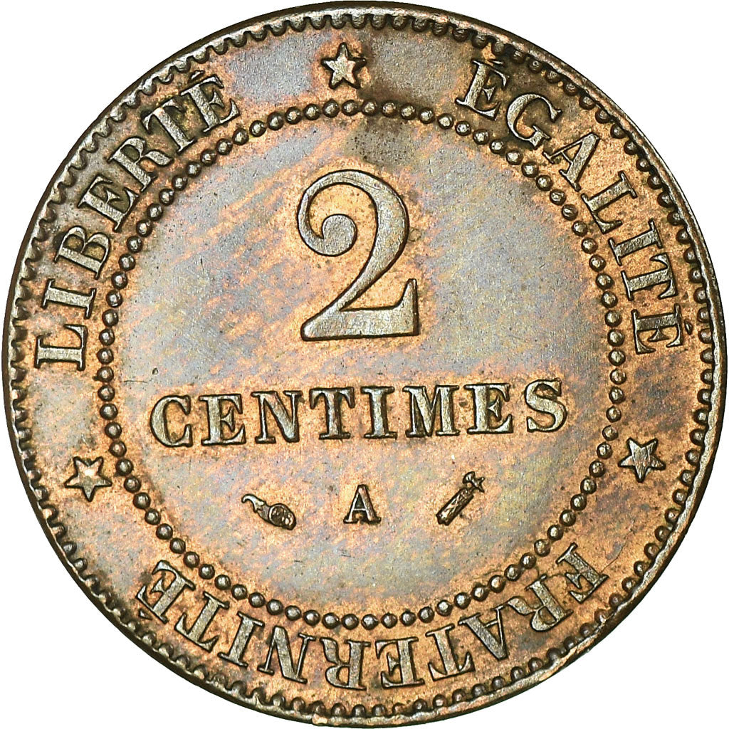 Coin, France, Cérès, 2 Centimes, 1888, Paris, AU(55-58), Bronze, KM:827.1