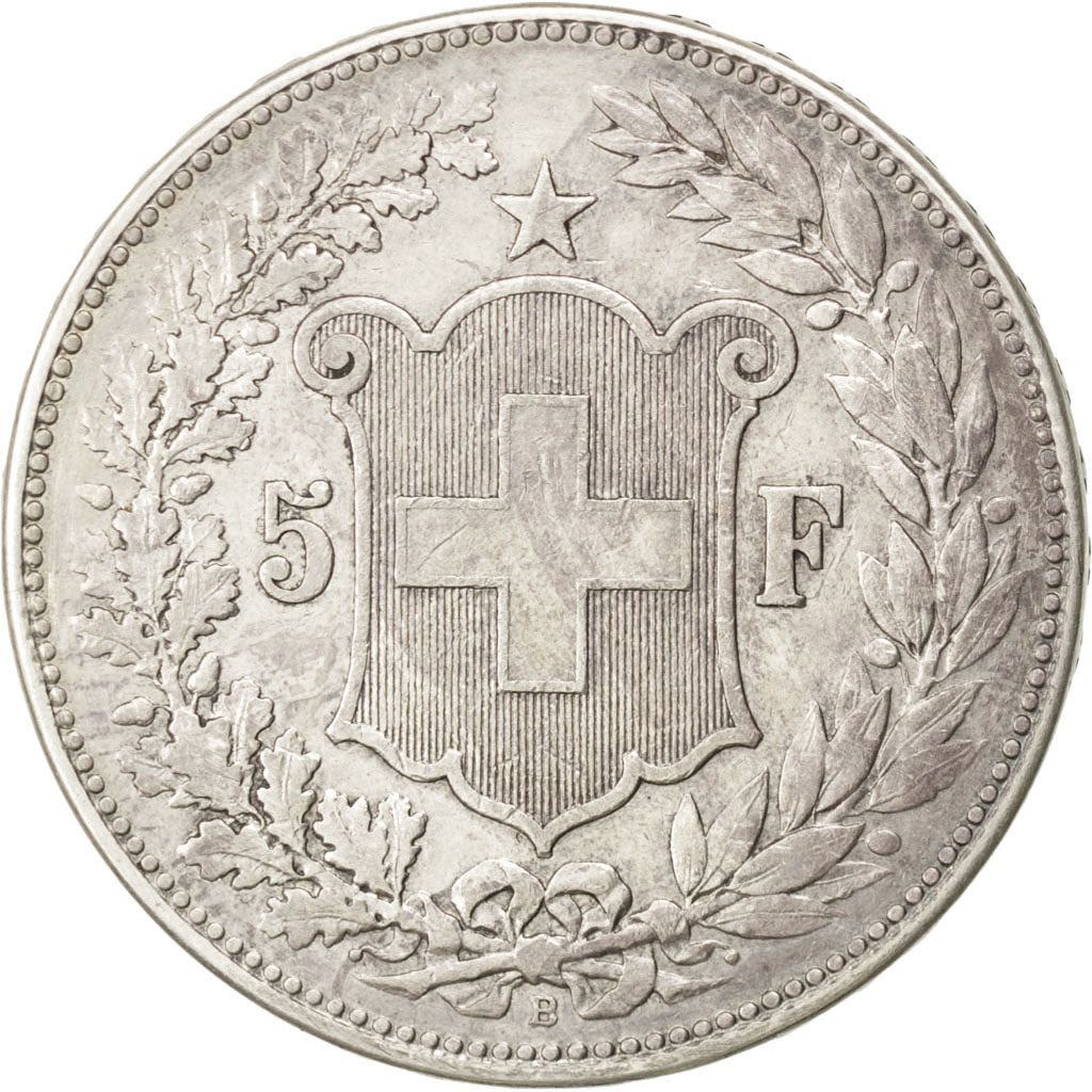 SWITZERLAND, 5 Francs, 1907, Bern, KM #34, VF(30-35), Silver, 37, 24.85