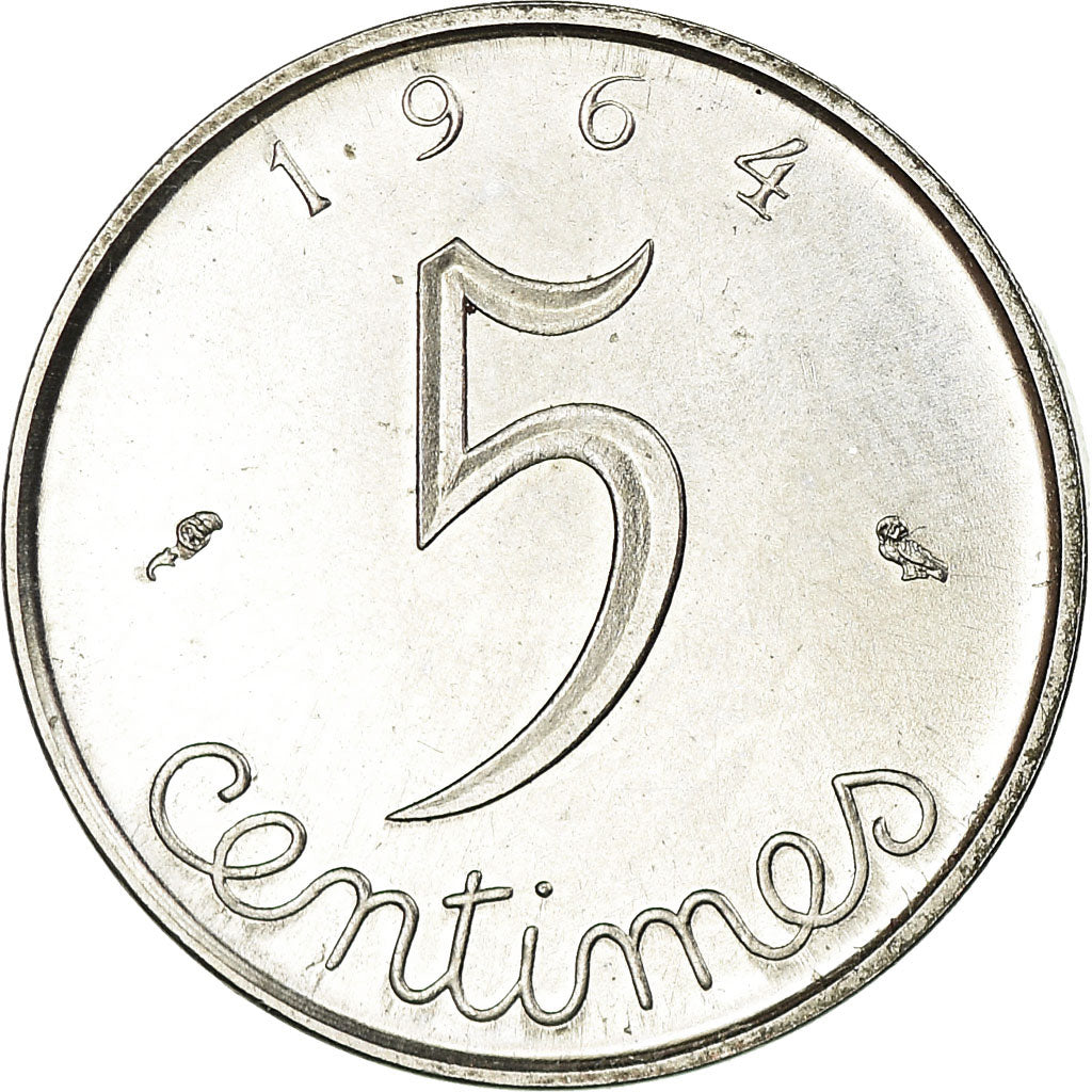 Munten, Frankrijk, Épi, 5 Centimes, 1964, Paris, PR, Stainless Steel, KM:927