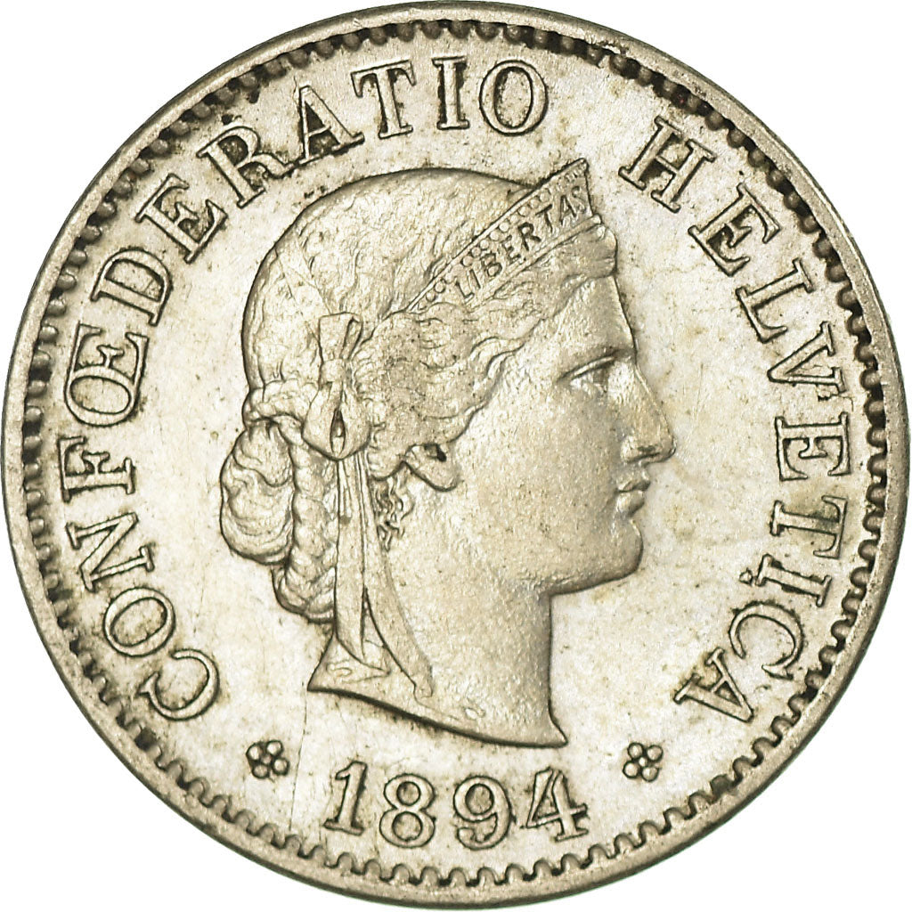 Coin, Switzerland, 5 Rappen, 1894, Bern, EF(40-45), Copper-nickel, KM:26