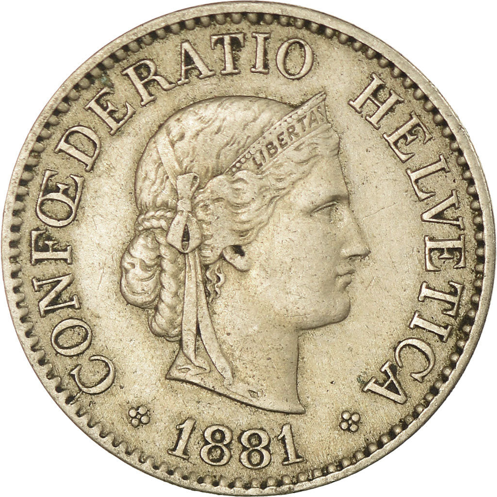Moneta, Szwajcaria, 10 Rappen, 1881, Bern, VF(30-35), Miedź-Nikiel, KM:27
