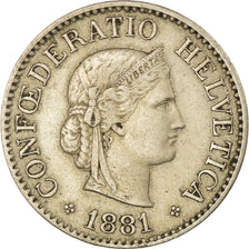Moneta, Szwajcaria, 10 Rappen, 1881, Bern, VF(30-35), Miedź-Nikiel, KM:27