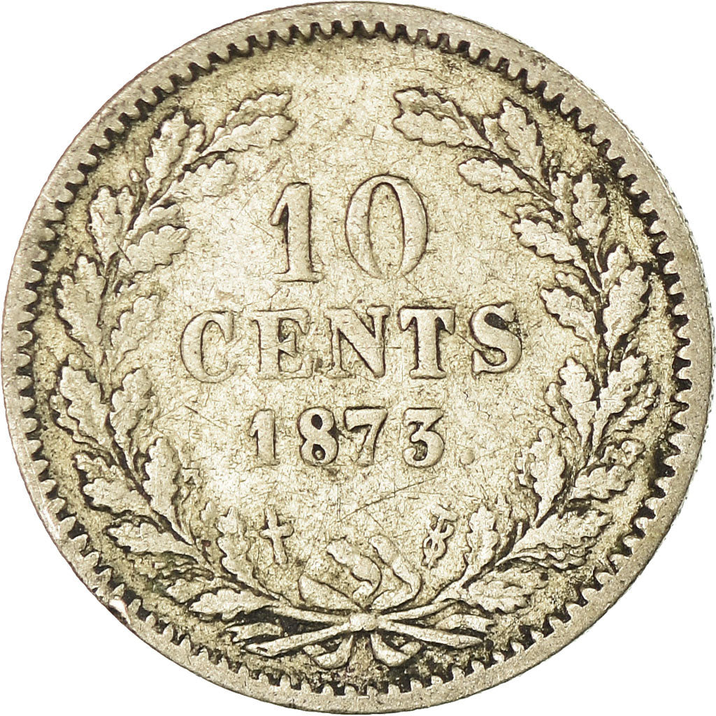 Coin, Netherlands, William III, 10 Cents, 1873, VF(30-35), Silver, KM:80