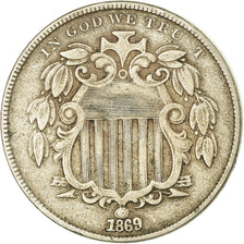 Coin, United States, Shield Nickel, 5 Cents, 1869, U.S. Mint, Philadelphia