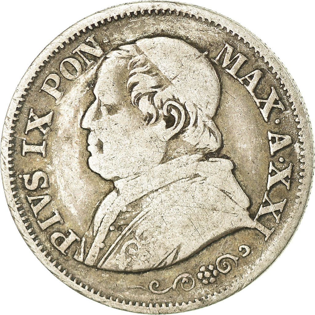 Moneda, Estados italianos, PAPAL STATES, Pius IX, 10 Soldi, 50 Centesimi, 1866