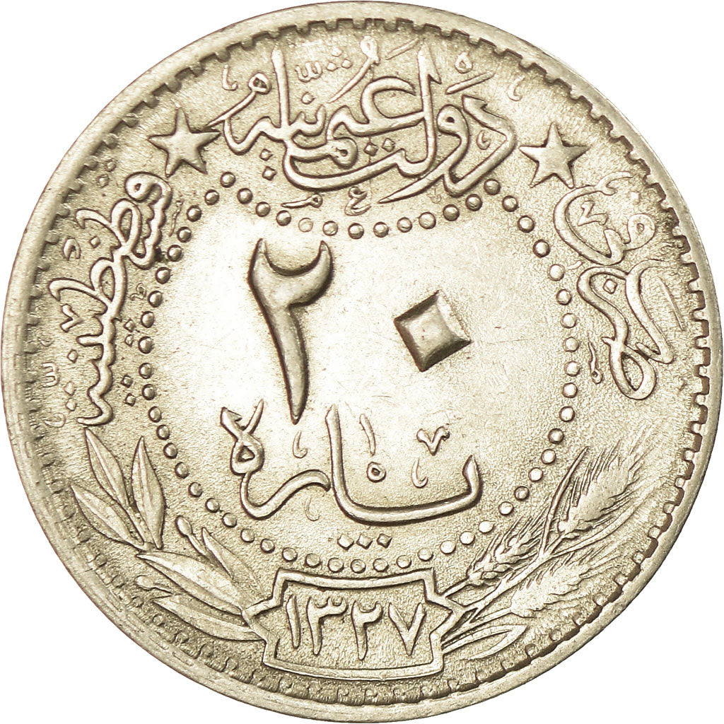 Coin, Turkey, Muhammad V, 20 Para, 1912/AH1327/4, Qustantiniyah, AU(55-58)