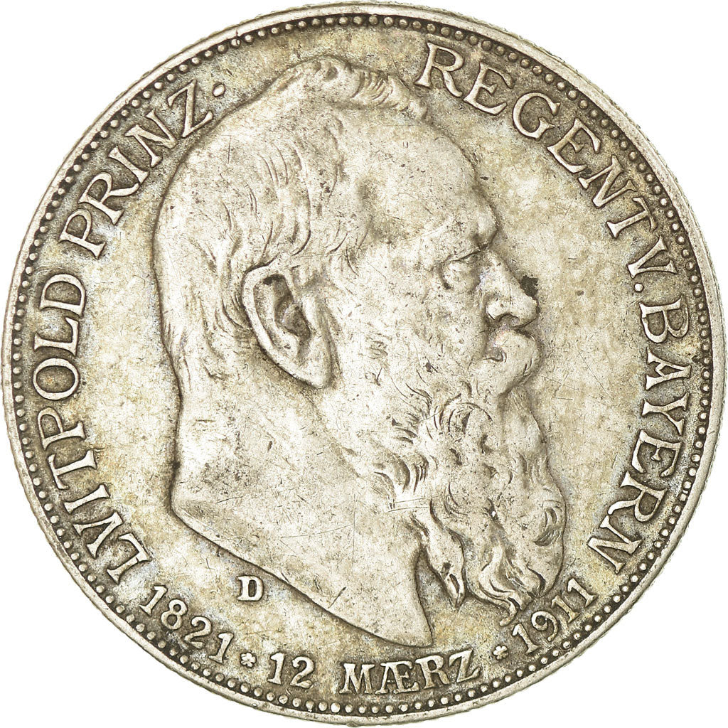 Coin, German States, BAVARIA, Otto, 2 Mark, 1911, Munich, EF(40-45), Silver