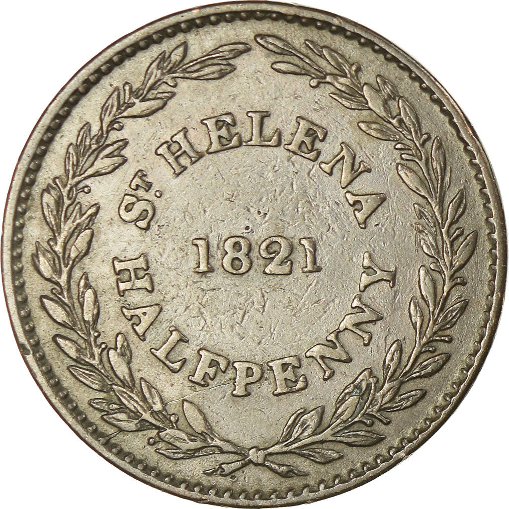 Coin, SAINT HELENA & ASCENSION, 1/2 Penny, 1821, British Royal Mint, VF(30-35)
