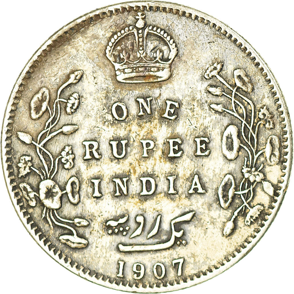Moneta, INDIA - BRITANNICA, Edward VII, Rupee, 1907, Calcutta, BB, Argento