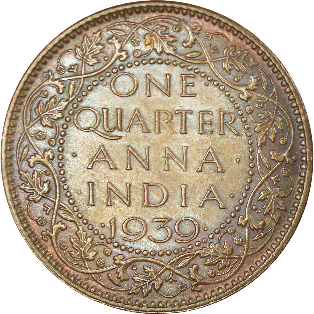 Monnaie, INDIA-BRITISH, George VI, 1/4 Anna, 1939, TTB, Bronze, KM:530