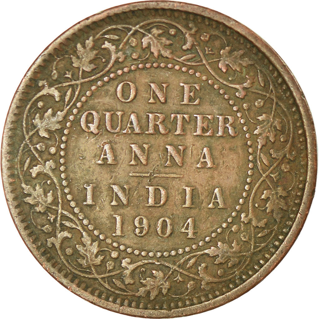 Münze, INDIA-BRITISH, Edward VII, 1/4 Anna, 1904, Calcutta, S+, Kupfer, KM:501