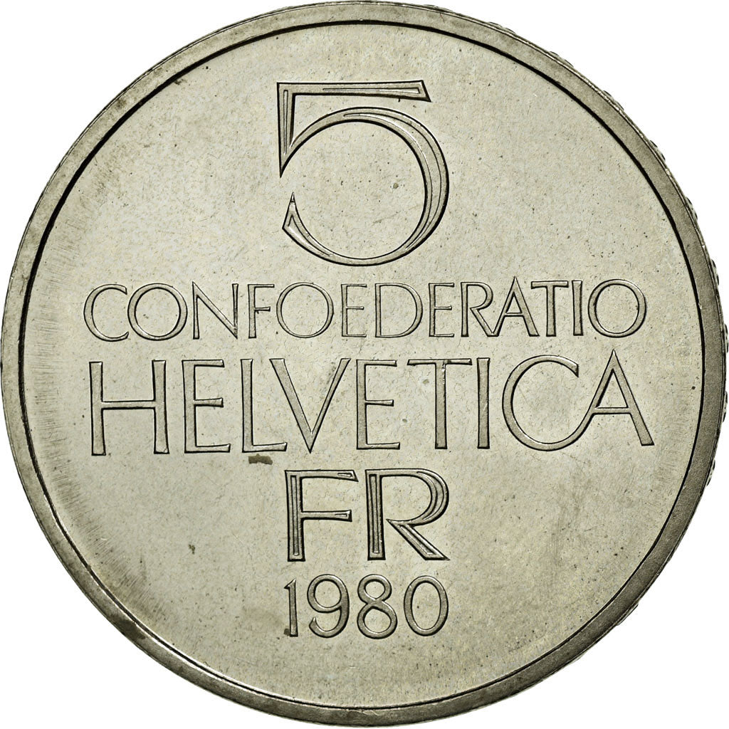 Coin, Switzerland, 5 Francs, 1980, Bern, AU(55-58), Copper-nickel, KM:59