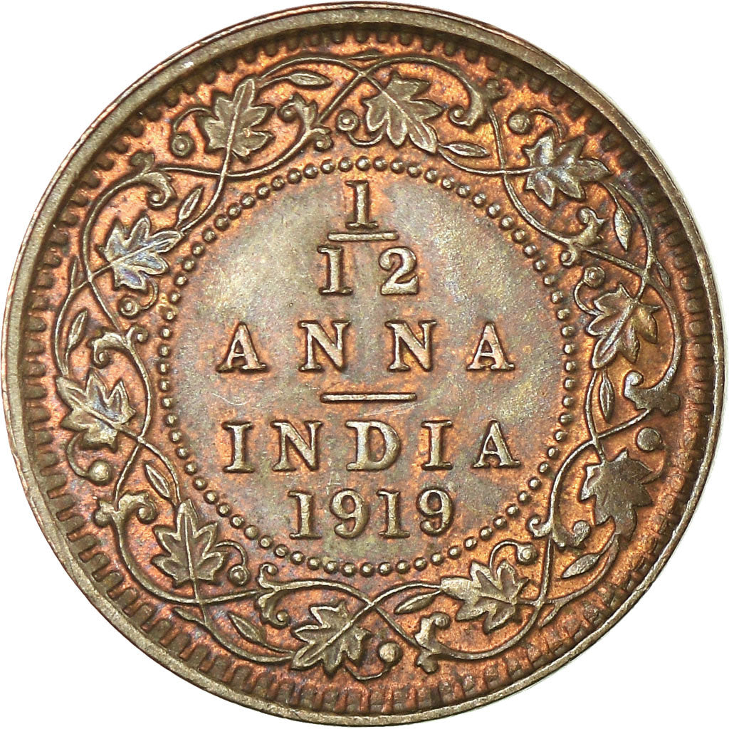 Monnaie, INDIA-BRITISH, George V, 1/12 Anna, 1 Pie, 1919, TTB, Bronze, KM:509