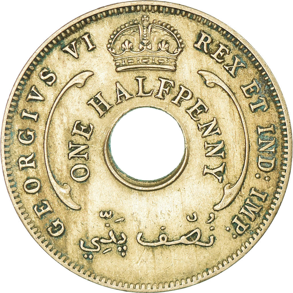 Coin, BRITISH WEST AFRICA, George VI, 1/2 Penny, 1944, EF(40-45), Copper-nickel