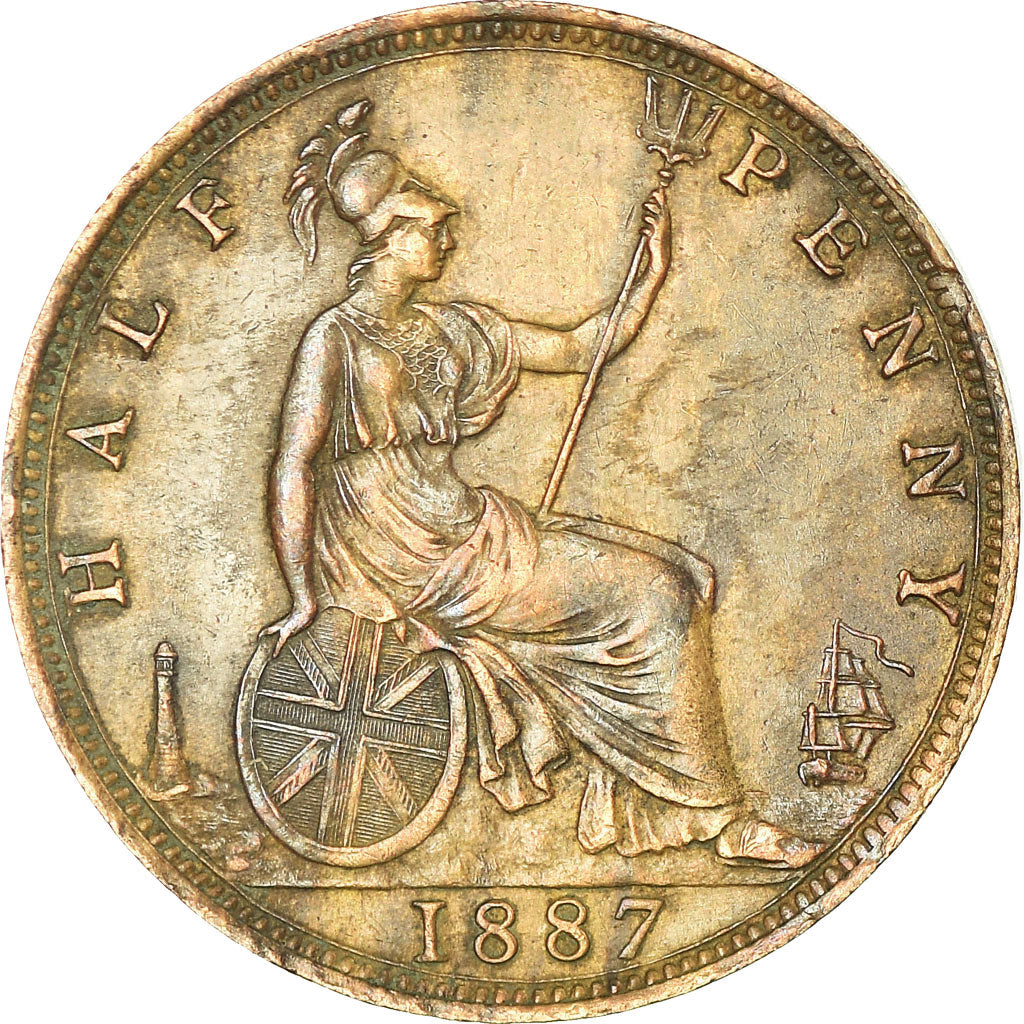 Coin, Great Britain, Victoria, 1/2 Penny, 1887, EF(40-45), Bronze, KM:754