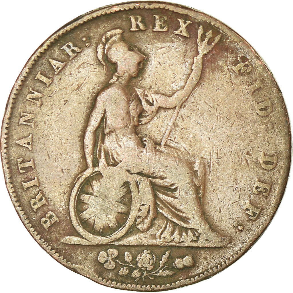 Coin, Great Britain, George IV, 1/2 Penny, 1827, F(12-15), Copper, KM:692