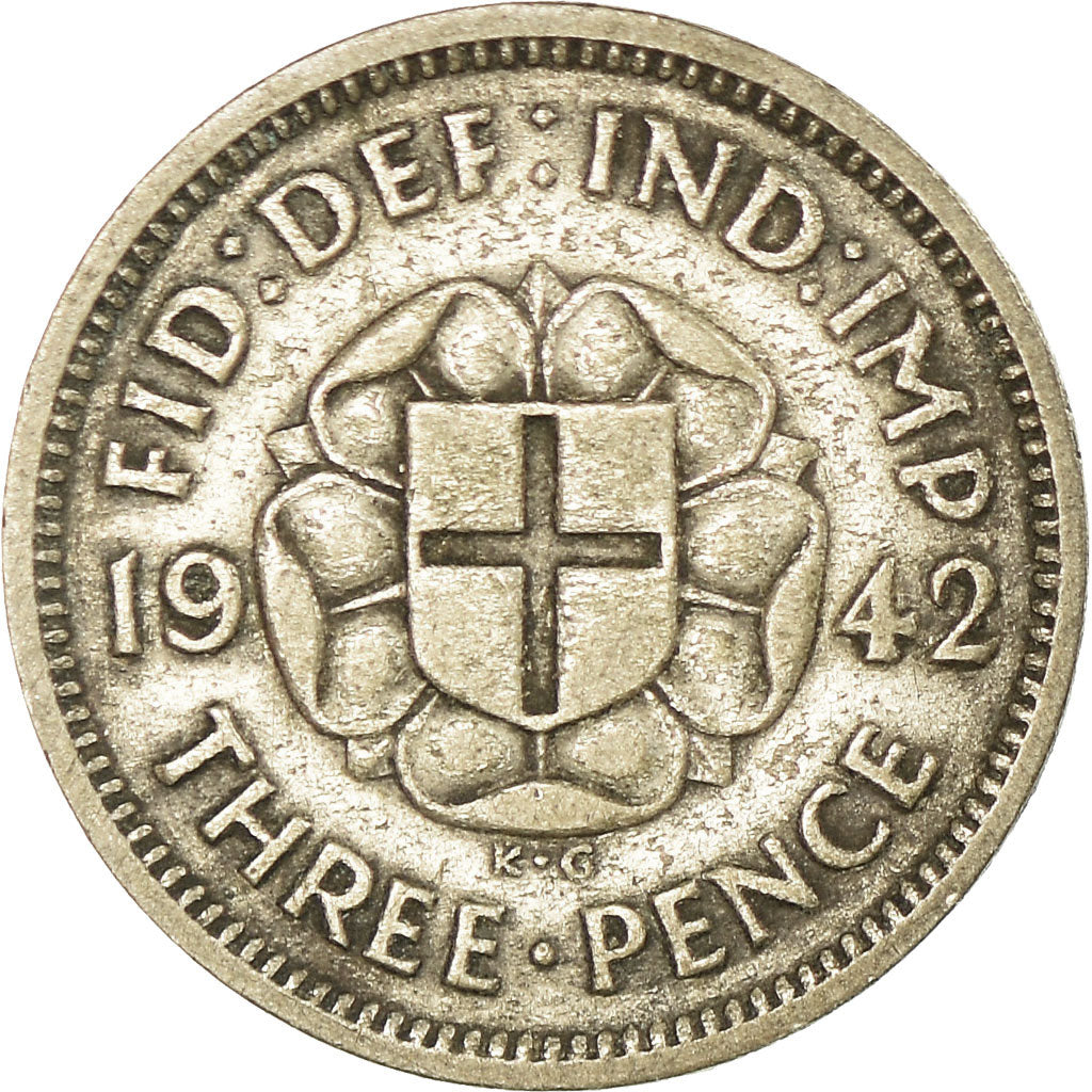 Coin, Great Britain, George VI, 3 Pence, 1942, VF(30-35), Silver, KM:848