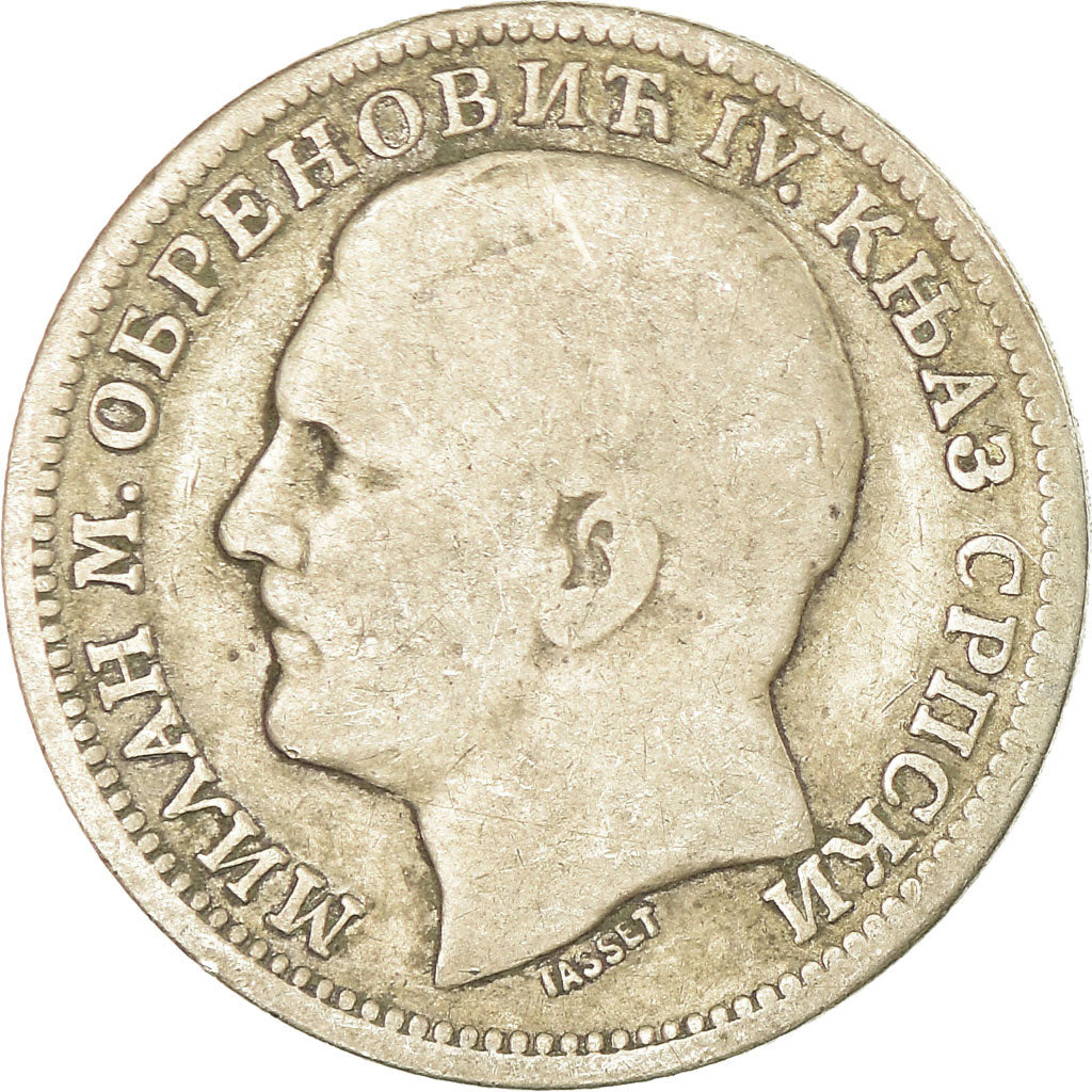 Coin, Serbia, Milan I, Dinar, 1879, VF(20-25), Silver, KM:10