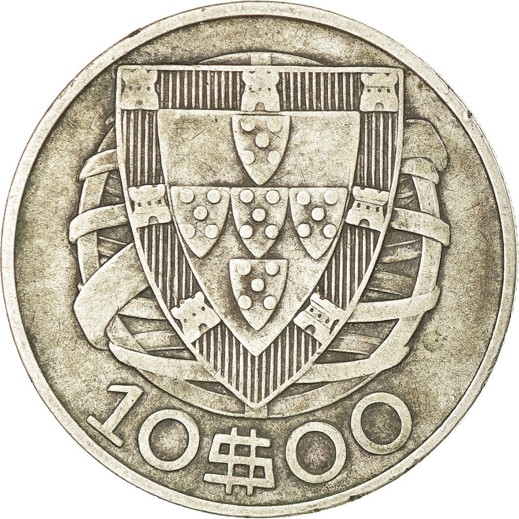 Coin, Portugal, 10 Escudos, 1934, VF(30-35), Silver, KM:582