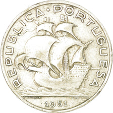 Coin, Portugal, 5 Escudos, 1951, EF(40-45), Silver, KM:581