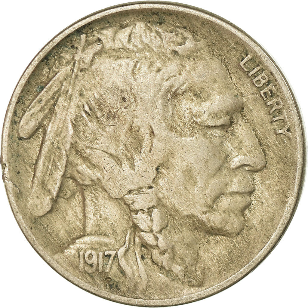 Moneta, USA, Buffalo Nickel, 5 Cents, 1917, U.S. Mint, Philadelphia, VF(20-25)