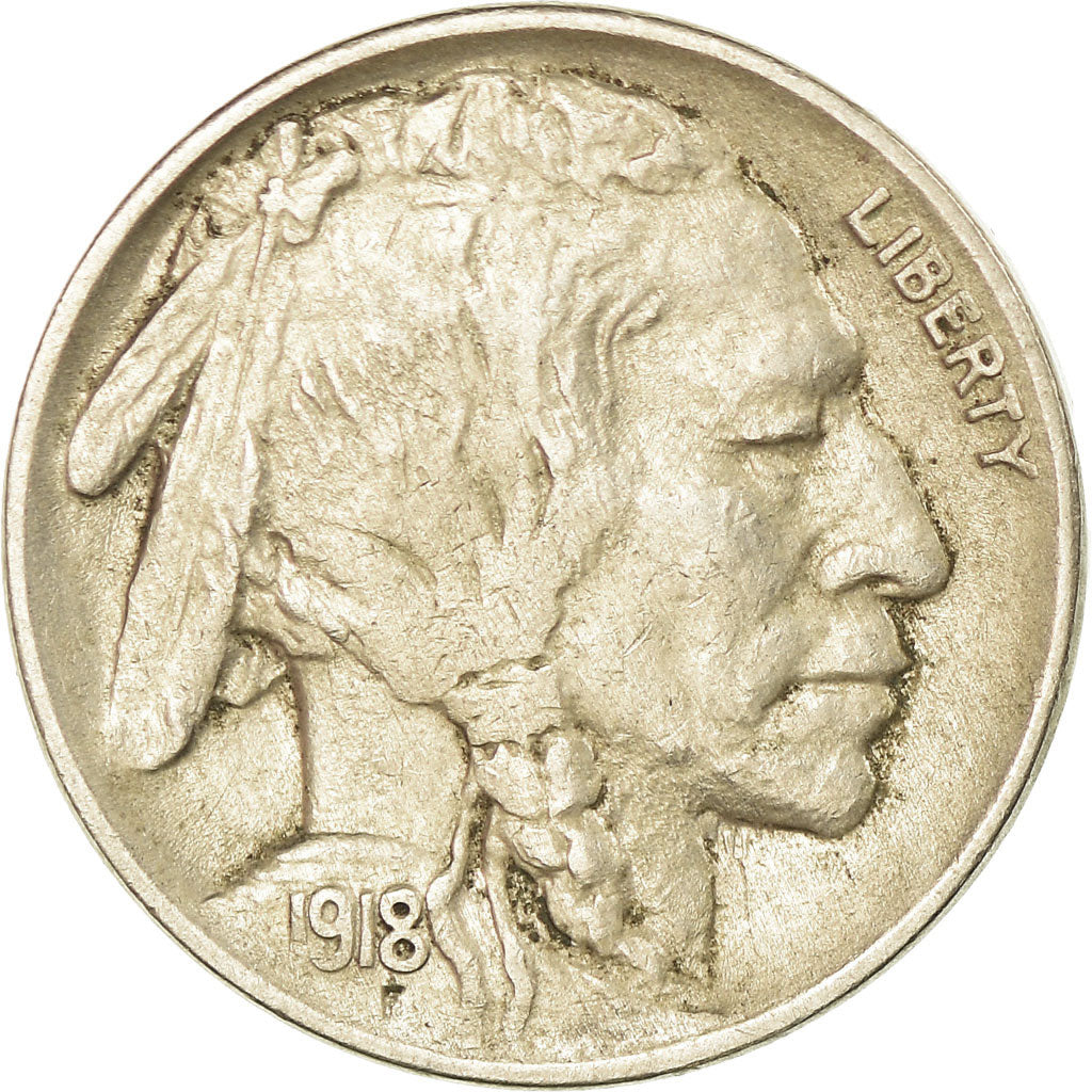 Monnaie, États-Unis, Buffalo Nickel, 5 Cents, 1918, U.S. Mint, Philadelphie