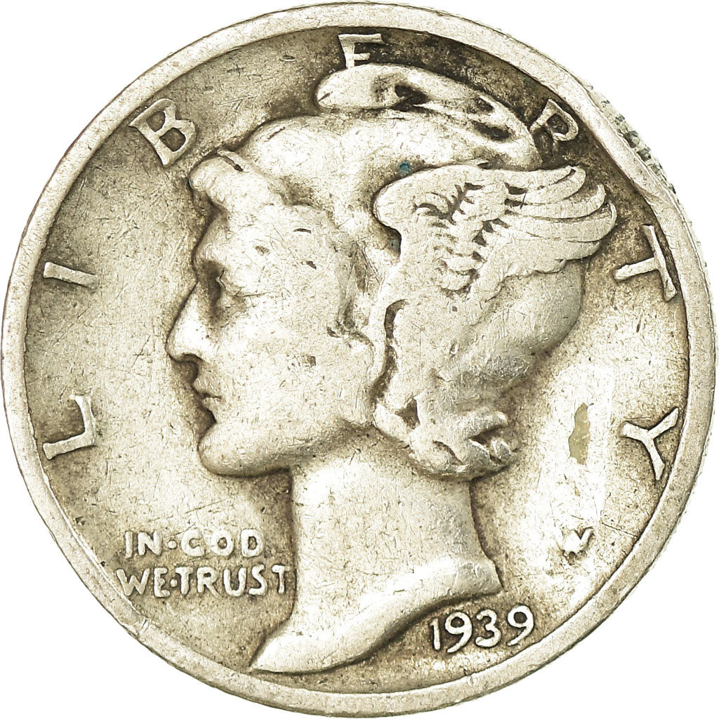 Coin, United States, Mercury Dime, Dime, 1939, U.S. Mint, San Francisco
