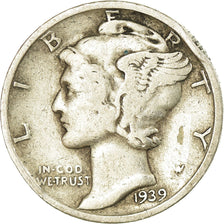 Coin, United States, Mercury Dime, Dime, 1939, U.S. Mint, San Francisco