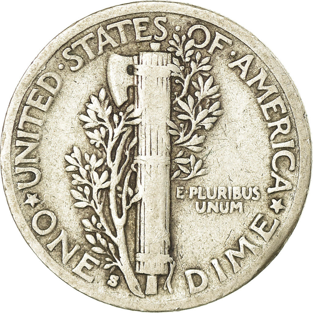 Coin, United States, Mercury Dime, Dime, 1939, U.S. Mint, San Francisco