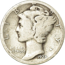 Coin, United States, Mercury Dime, Dime, 1928, U.S. Mint, San Francisco