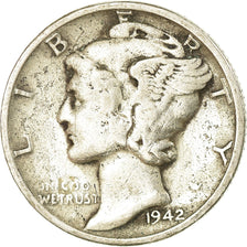 Coin, United States, Mercury Dime, Dime, 1942, U.S. Mint, San Francisco