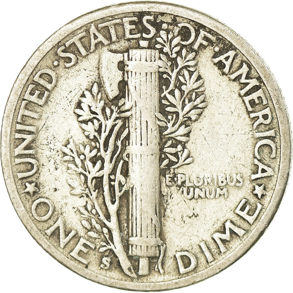 Coin, United States, Mercury Dime, Dime, 1942, U.S. Mint, San Francisco