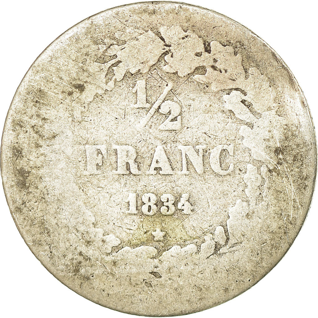 Coin, Belgium, Leopold I, 1/4 Franc, 1834, VG(8-10), Silver, KM:8