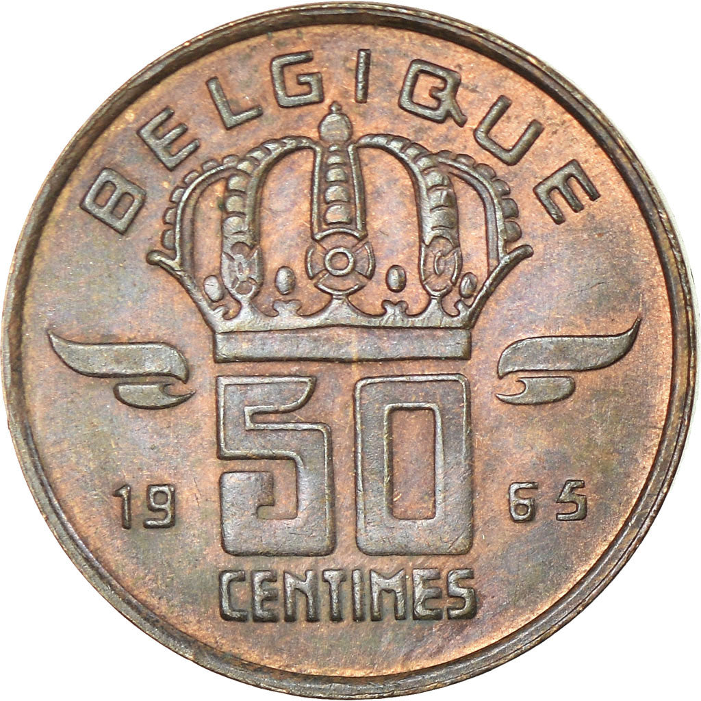 Moneta, Belgio, Baudouin I, 50 Centimes, 1965, BB, Bronzo, KM:148.2