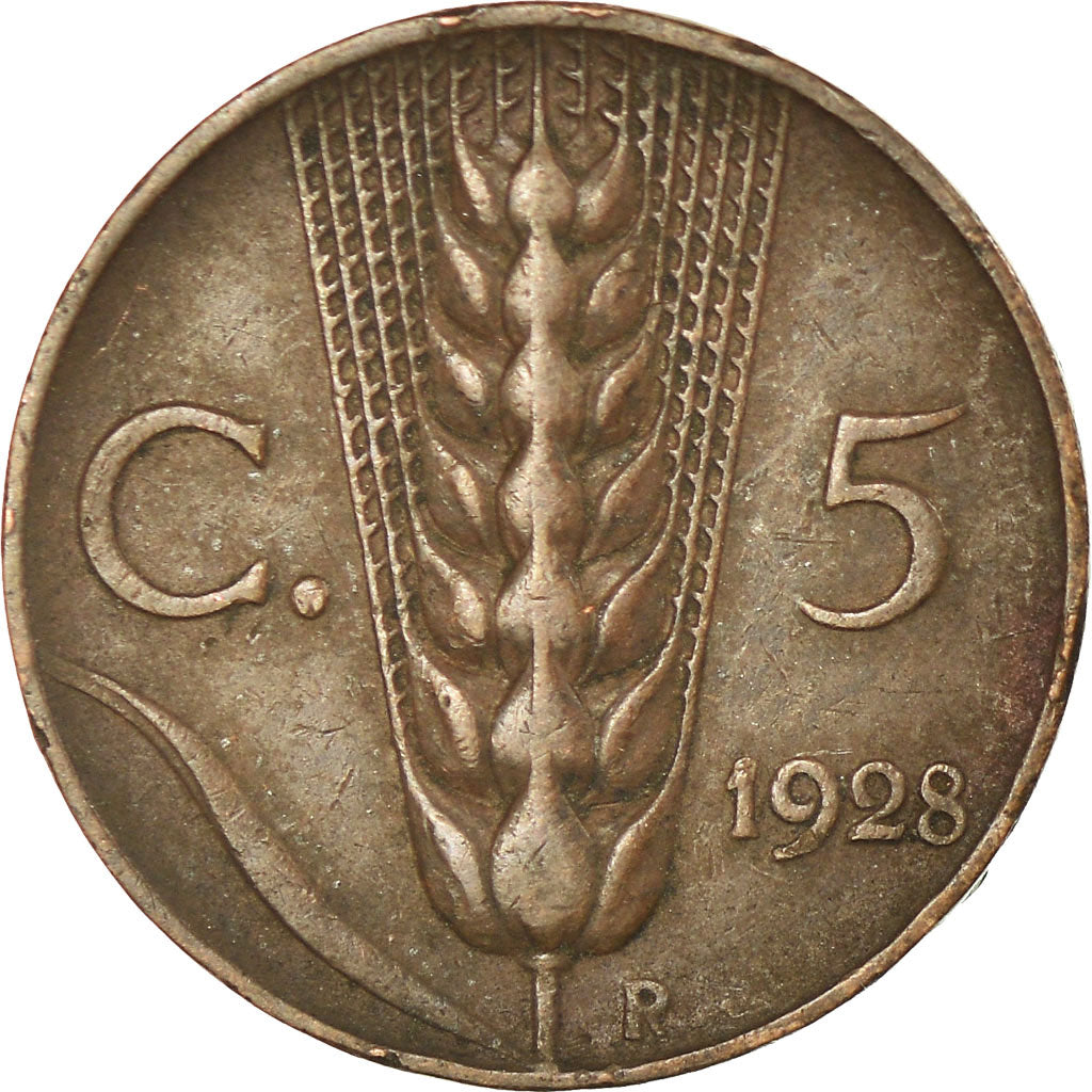Coin, Italy, Vittorio Emanuele III, 5 Centesimi, 1928, Rome, EF(40-45), Bronze