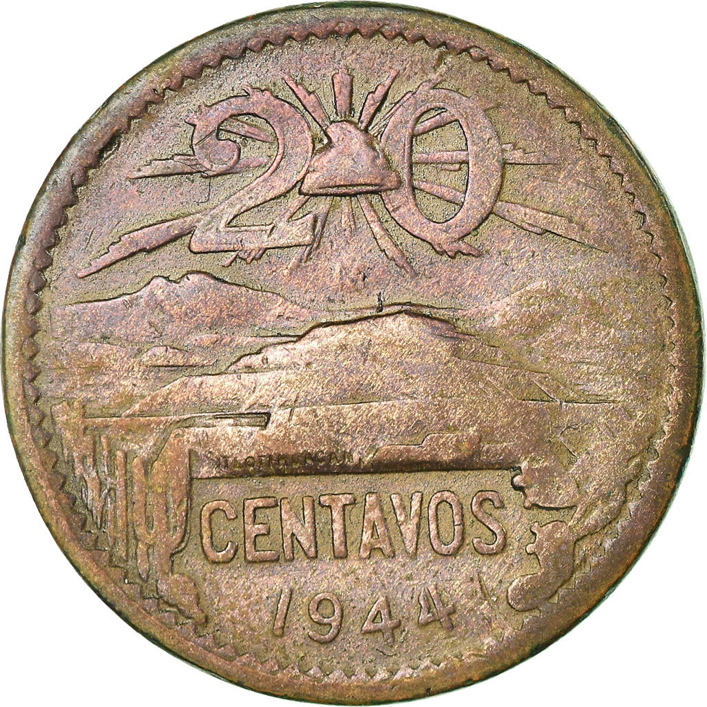 Monnaie, Mexique, 20 Centavos, 1944, Mexico City, TB+, Bronze, KM:439
