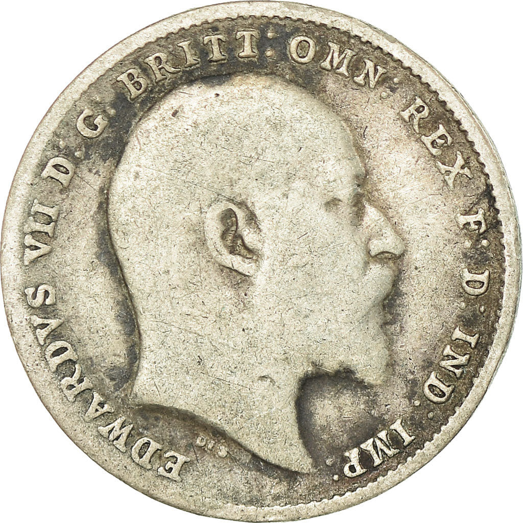 Coin, Great Britain, Edward VII, 3 Pence, 1902, VF(20-25), Silver, KM:797.1