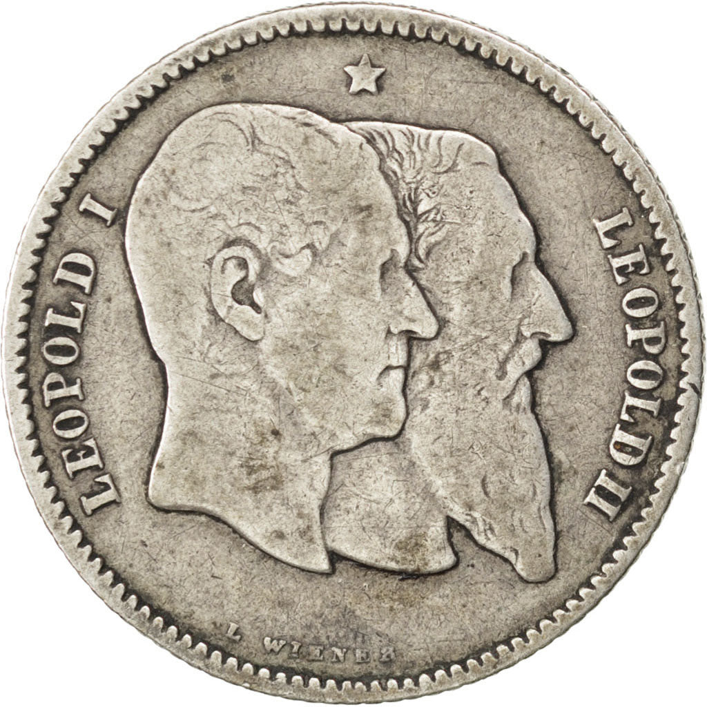 BELGIUM, Franc, 1880, KM #38, VF(20-25), Silver, 4.84