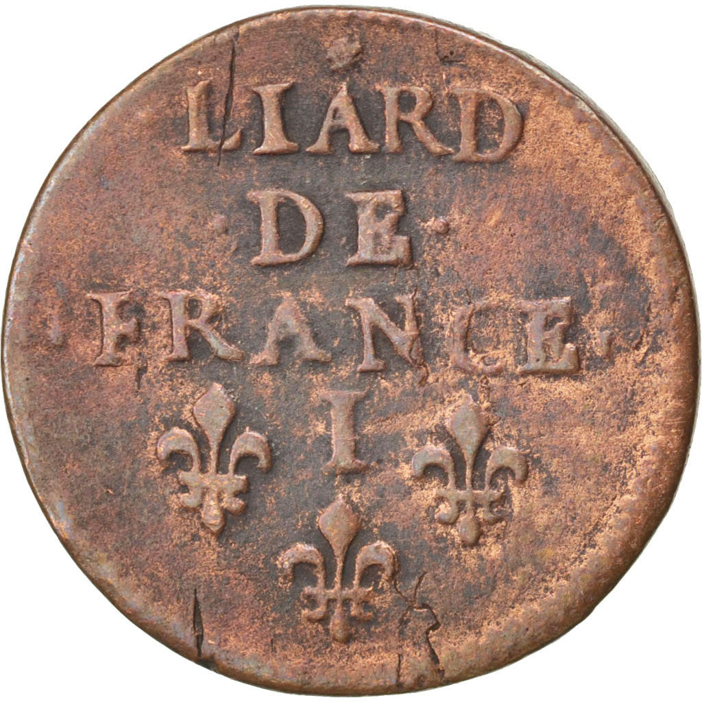 FRANCE, Liard de France au buste juvénile, deuxième type, Liard, 1658, Poitiers,