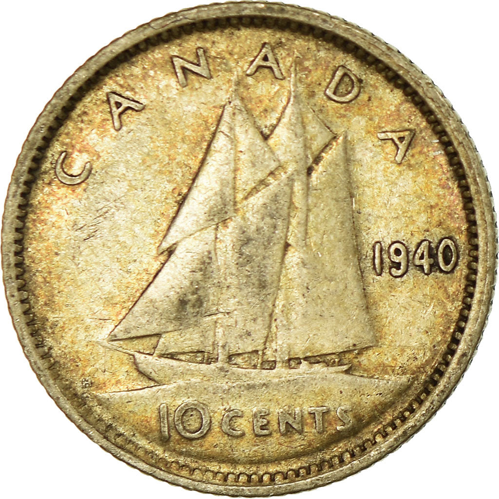 Moneta, Canada, George VI, 10 Cents, 1940, Royal Canadian Mint, Ottawa, BB