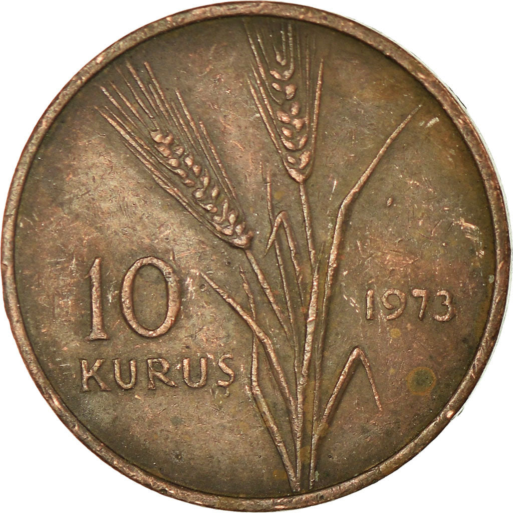 Coin, Turkey, 10 Kurus, 1973, EF(40-45), Bronze, KM:891.2