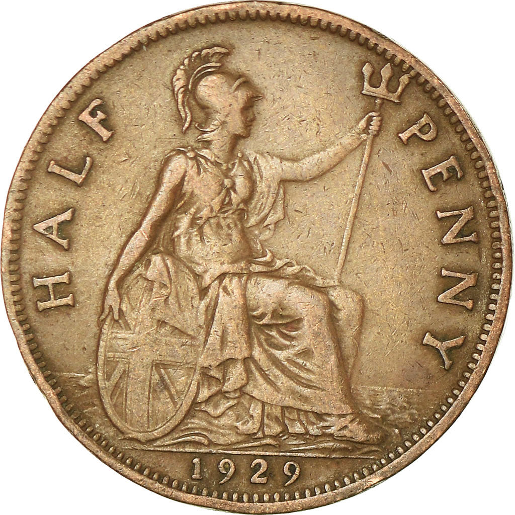 Münze, Großbritannien, George V, 1/2 Penny, 1929, S+, Bronze, KM:837