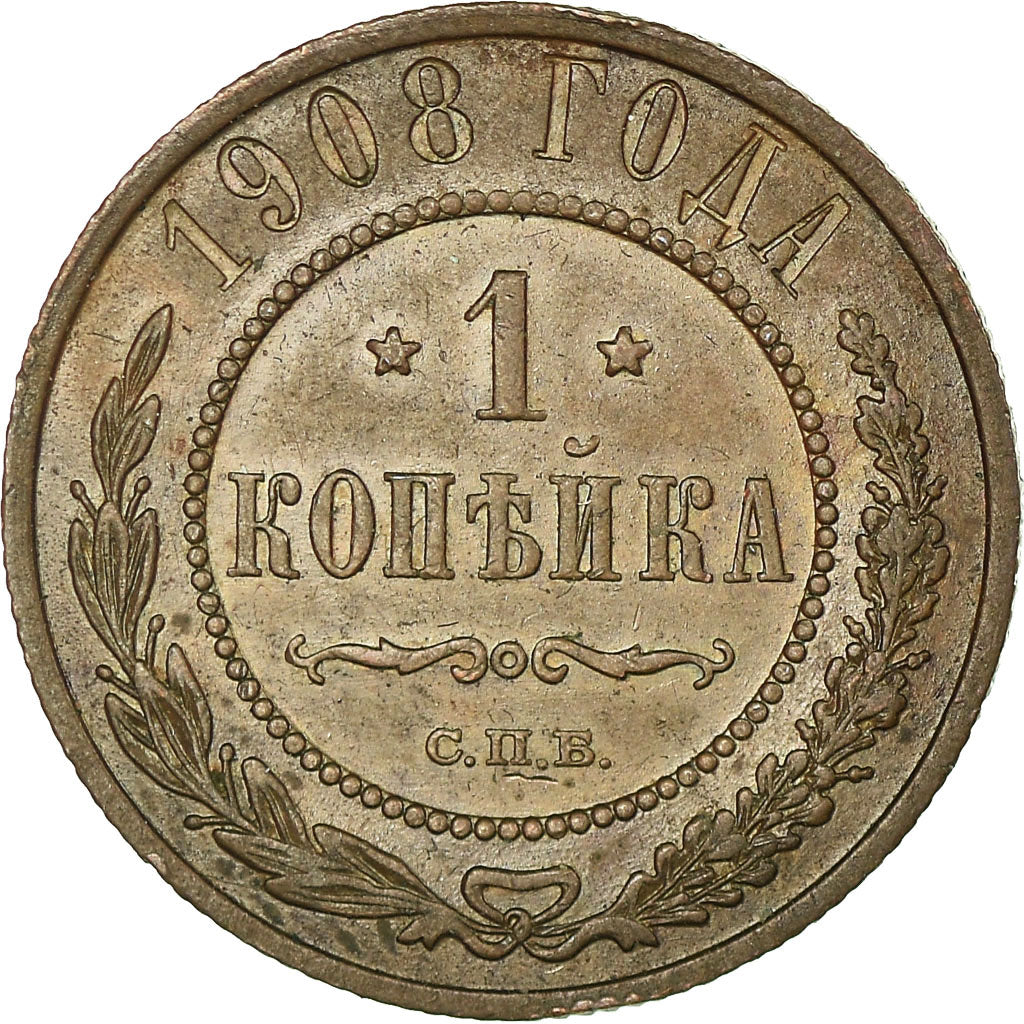 Monnaie, Russie, Nicholas II, Kopek, 1908, Saint-Petersburg, TB+, Cuivre, KM:9.2